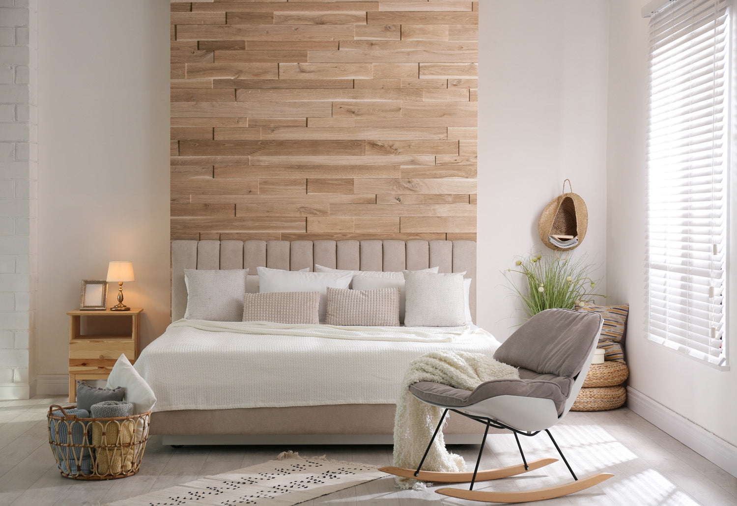 Brushed oak 3D wall panels for modern interiors