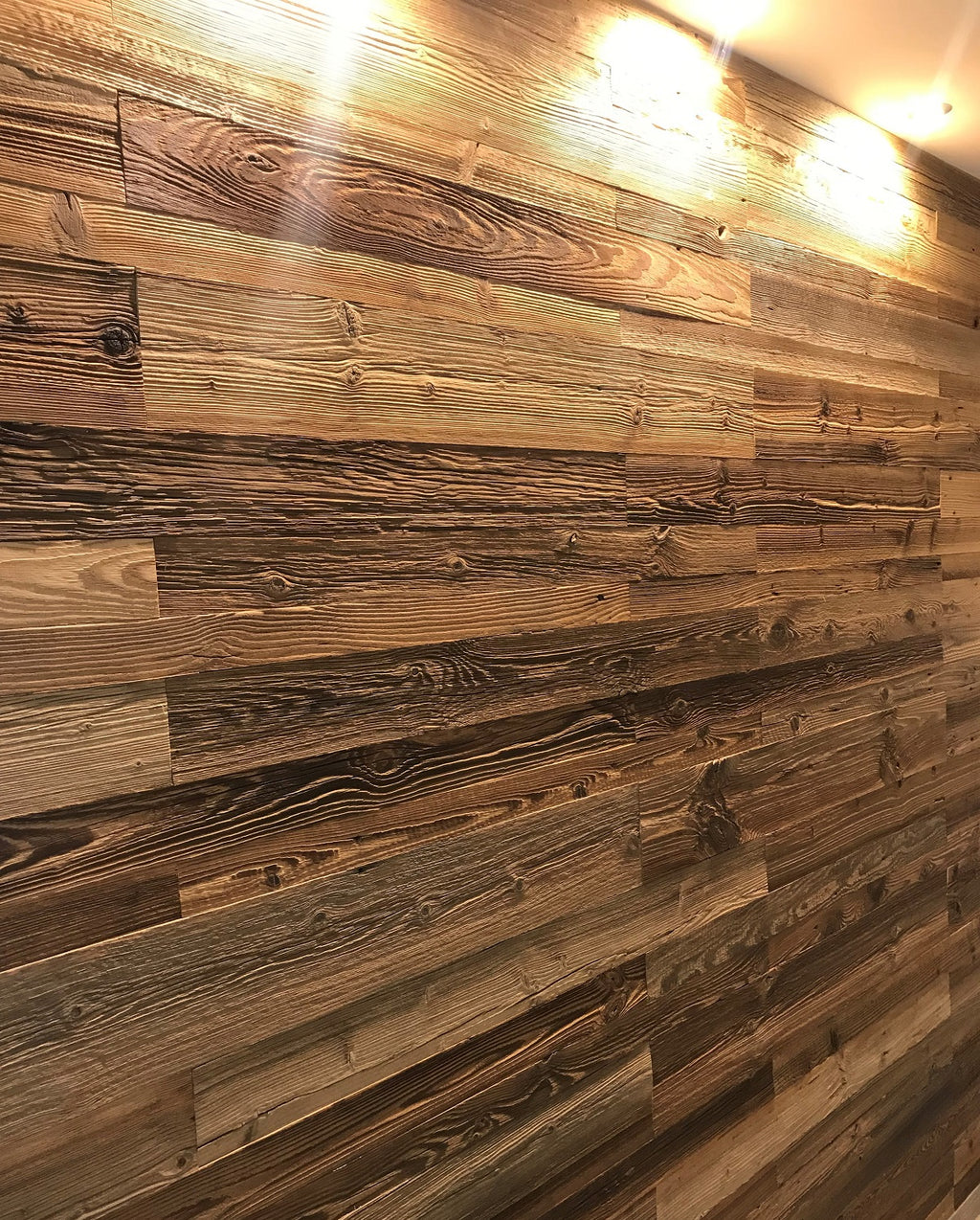 Authentic Vario Brown reclaimed wood wall cladding for natural interiors