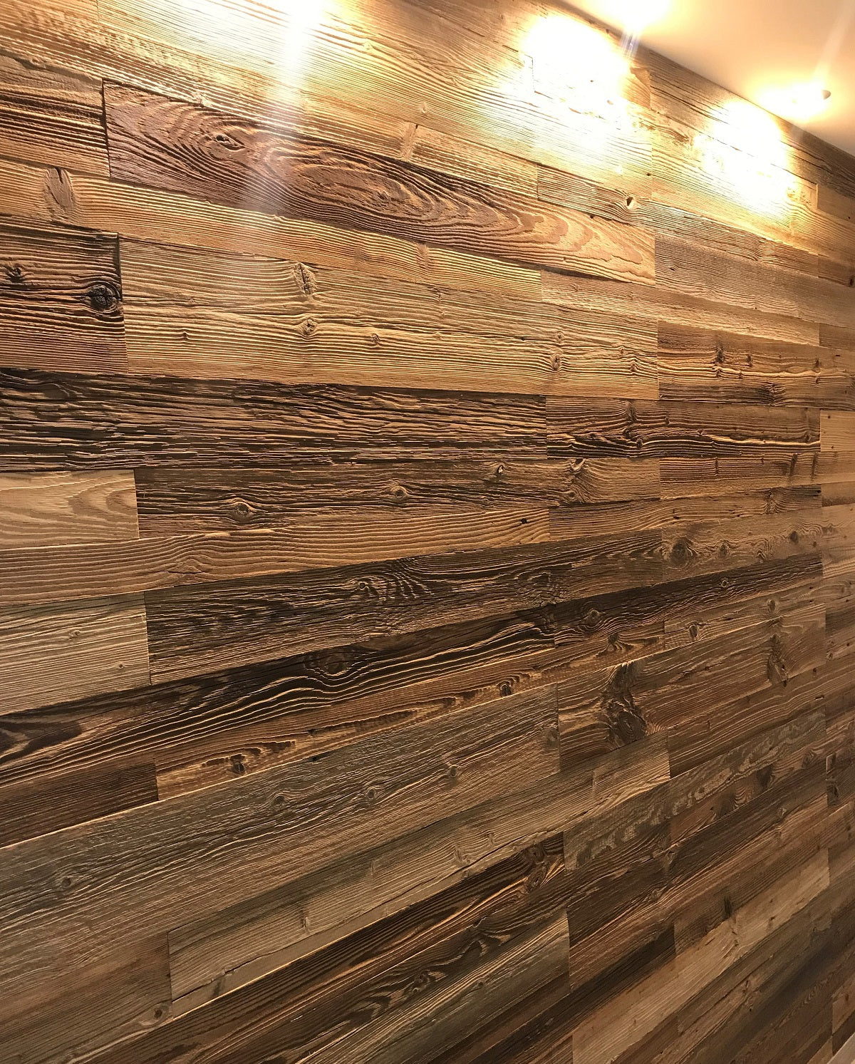 Authentic Vario Brown reclaimed wood wall cladding for natural interiors