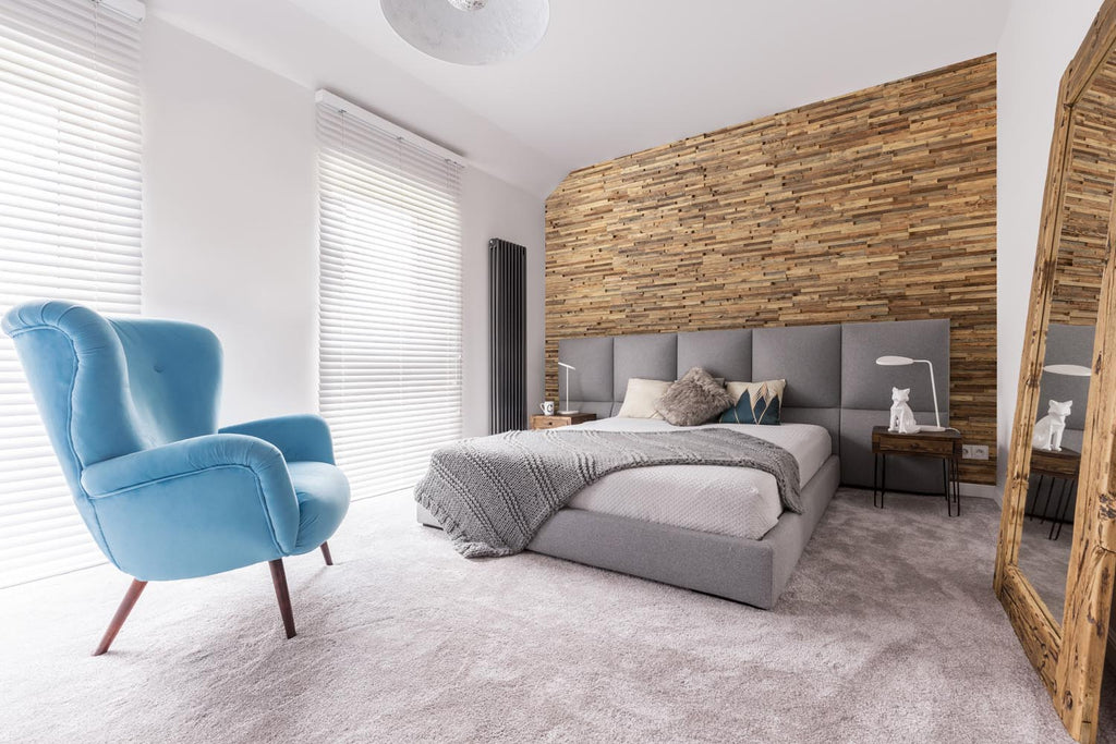 Fir and pine reclaimed wood wall panels with rustic surface