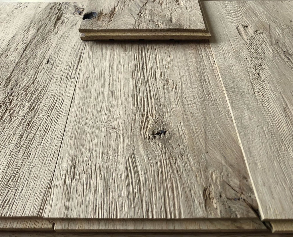 Rustic oak tongue and groove profile for continuous wall cladding installation
