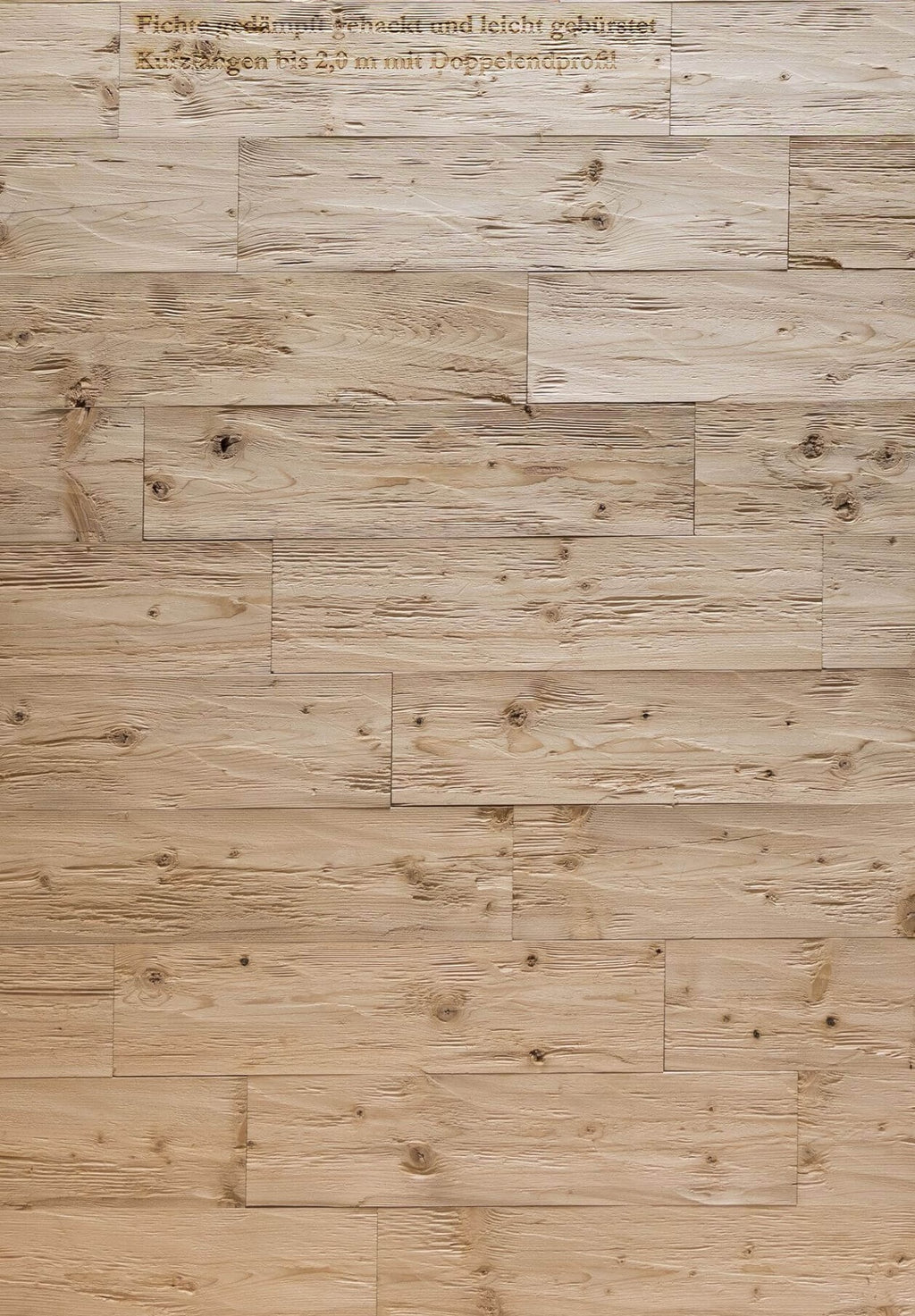 Detail of rustic steamed spruce wall cladding with textured wood grain