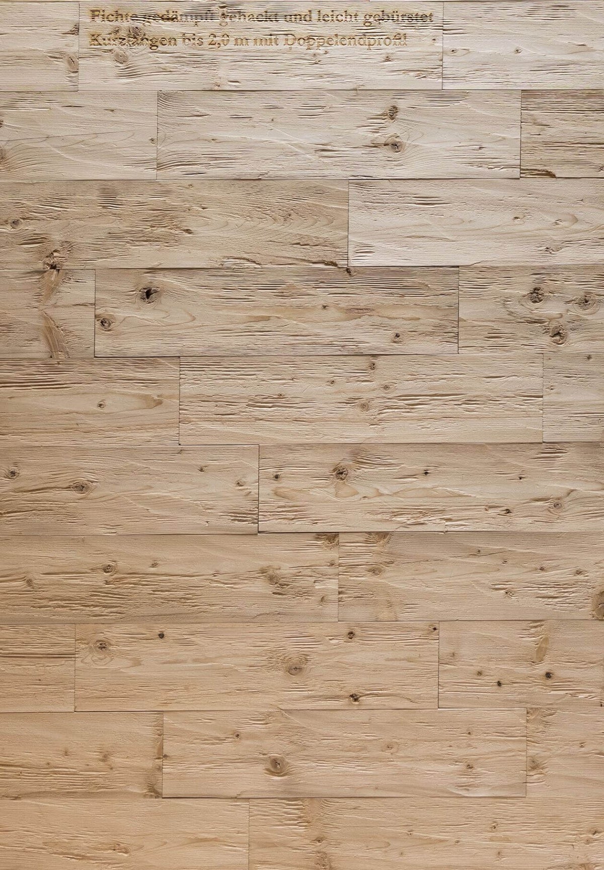 Detail of rustic steamed spruce wall cladding with textured wood grain