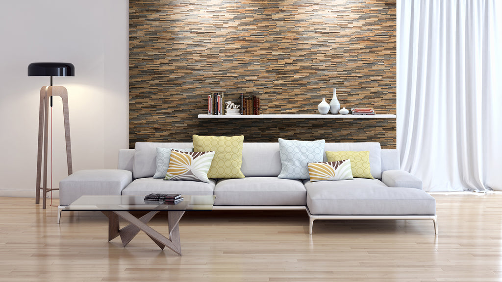 Kitzbühel S wall panels with varied reclaimed wood tones