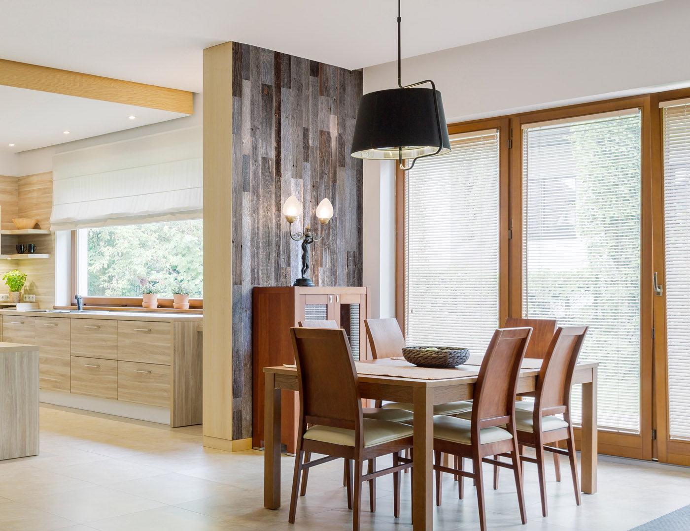 Grey reclaimed wood wall panels for natural interior design