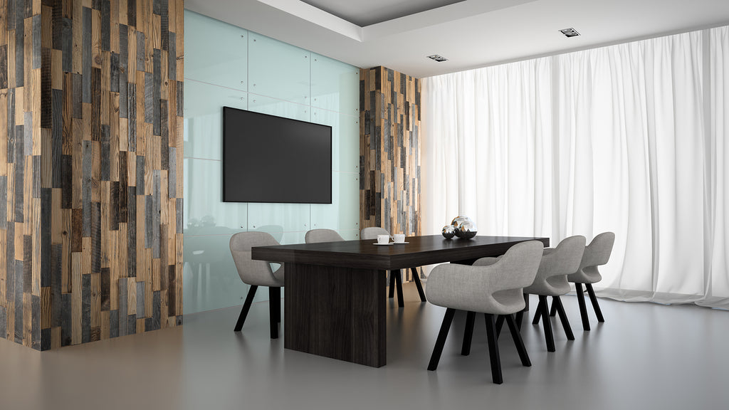 Kitzbühel XL reclaimed timber wall panels with varied natural tones