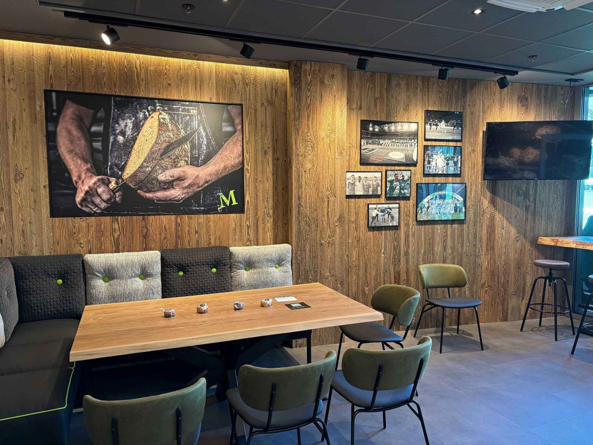 Three-layer reclaimed wood panel in sunburnt brown for wall cladding and furniture