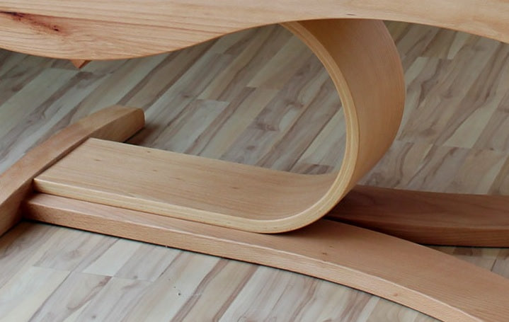 Wooden infrared lounger detail with upholstered seating