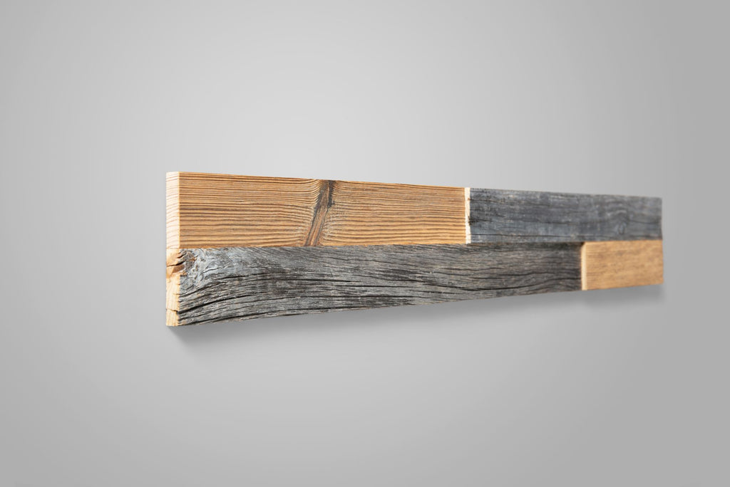 Close-up of Kitzbühel XL reclaimed wood wall cladding