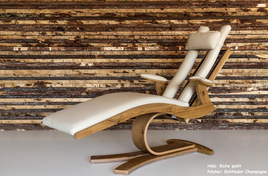 Wooden infrared wellness lounger with armrests