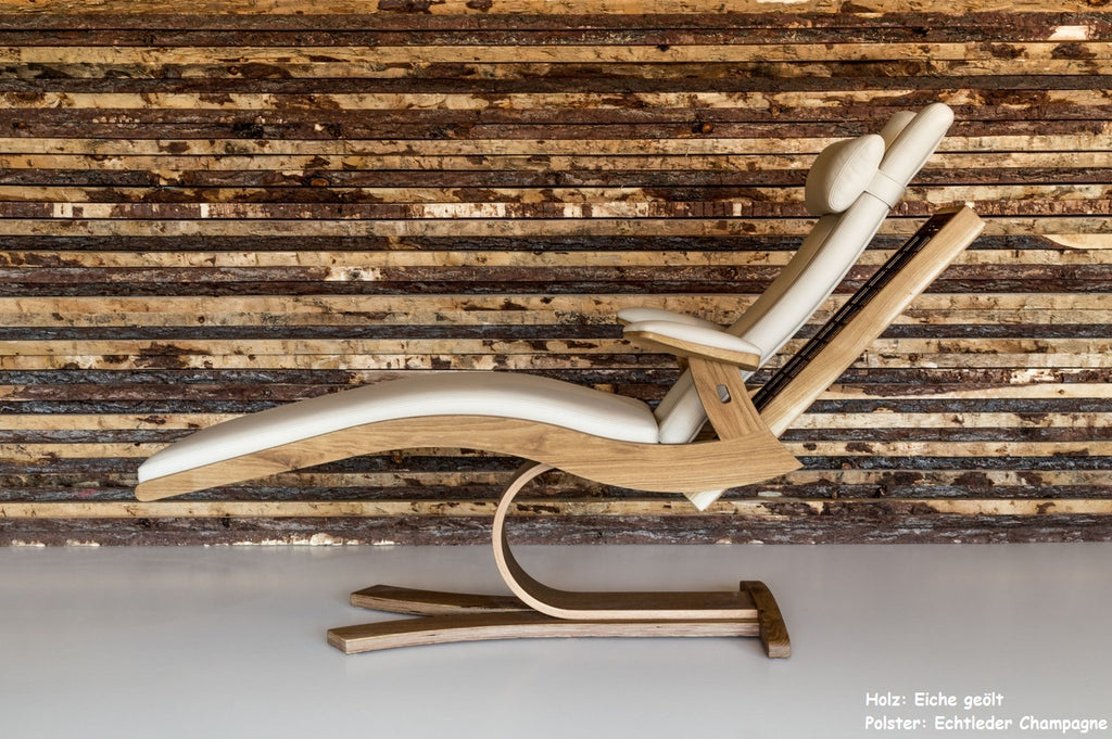Infrared lounger wood and upholstery combination