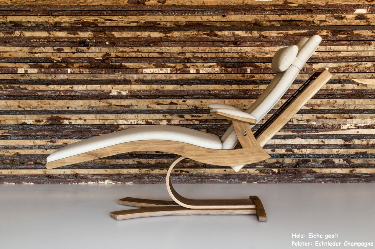 Infrared lounger wood and upholstery combination