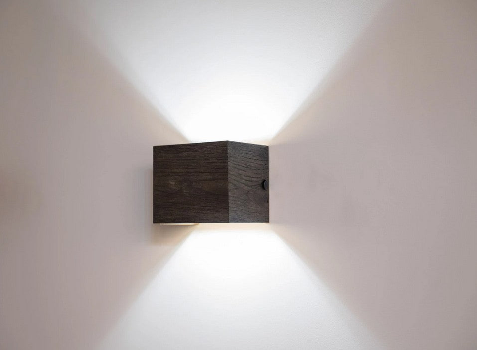Black stained oak wall light with warm white LED