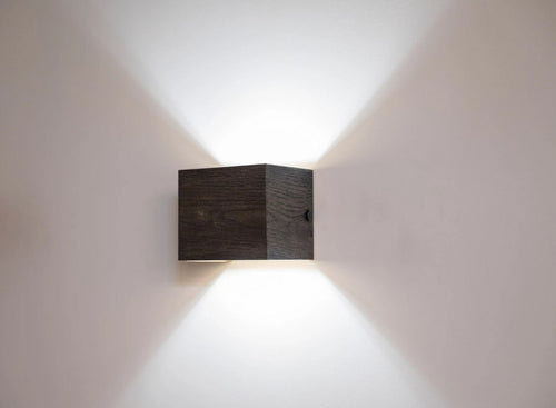 Black stained oak wall light with warm white LED