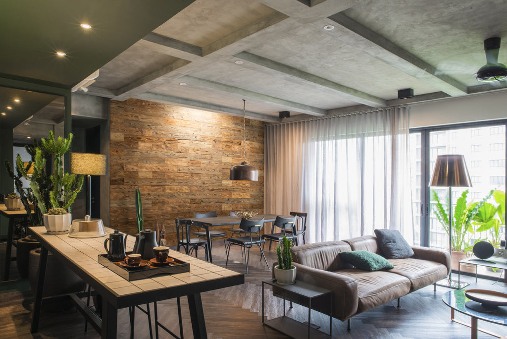 ALM L wood wall panels in authentic reclaimed timber