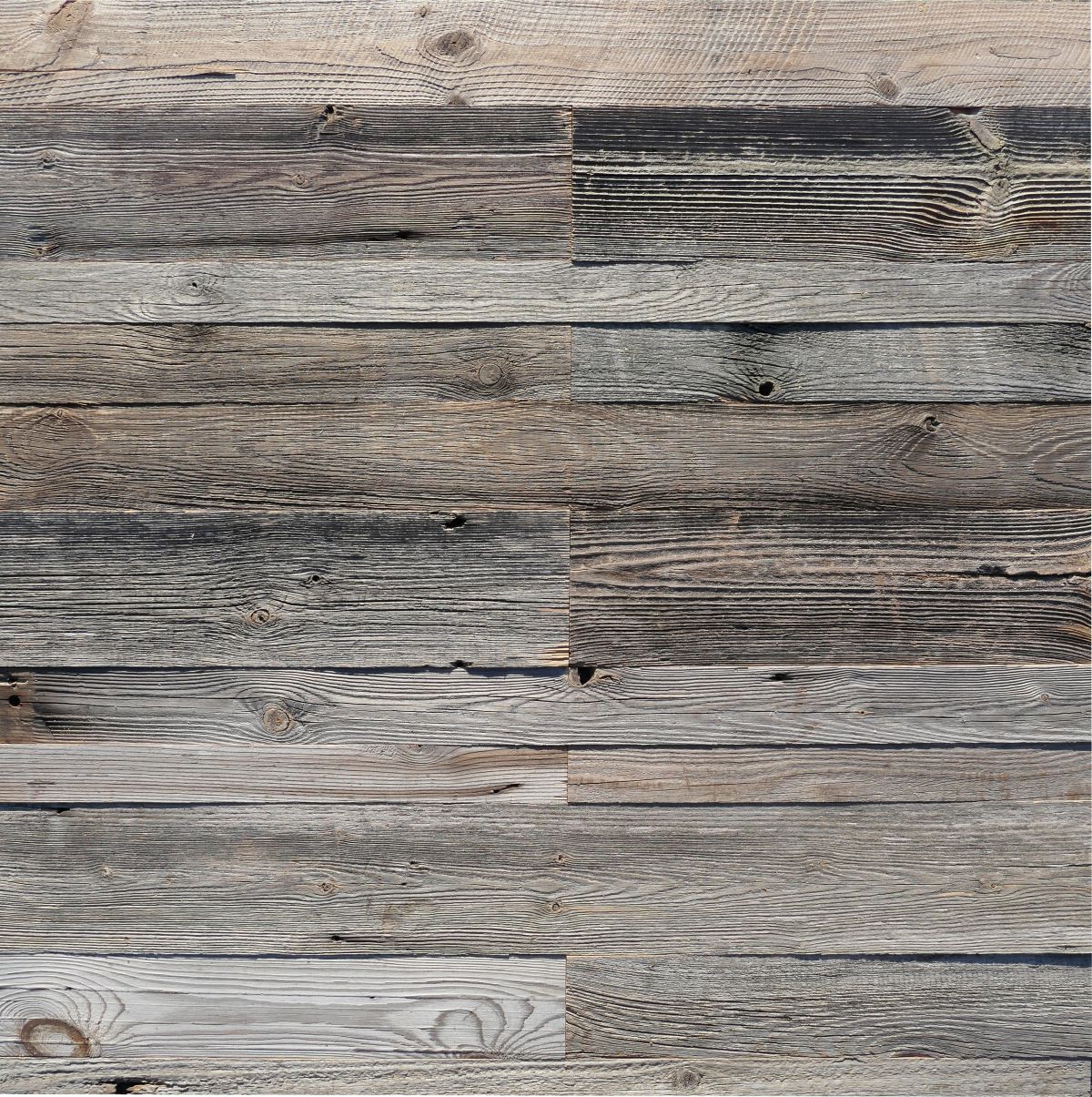 Vario Grey reclaimed wood wall panels with naturally weathered grey tones