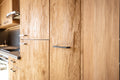 Three-layer oak panel with chopped and brushed reclaimed wood surface
