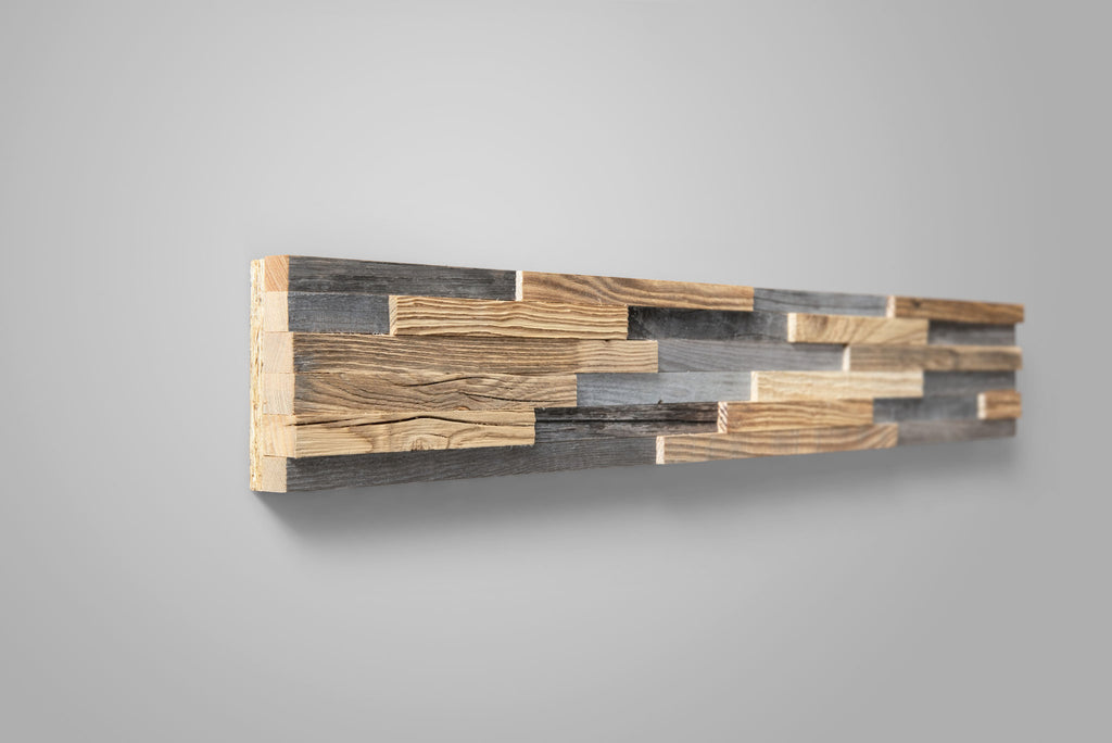 Close-up of Kitzbühel S reclaimed wood wall panels