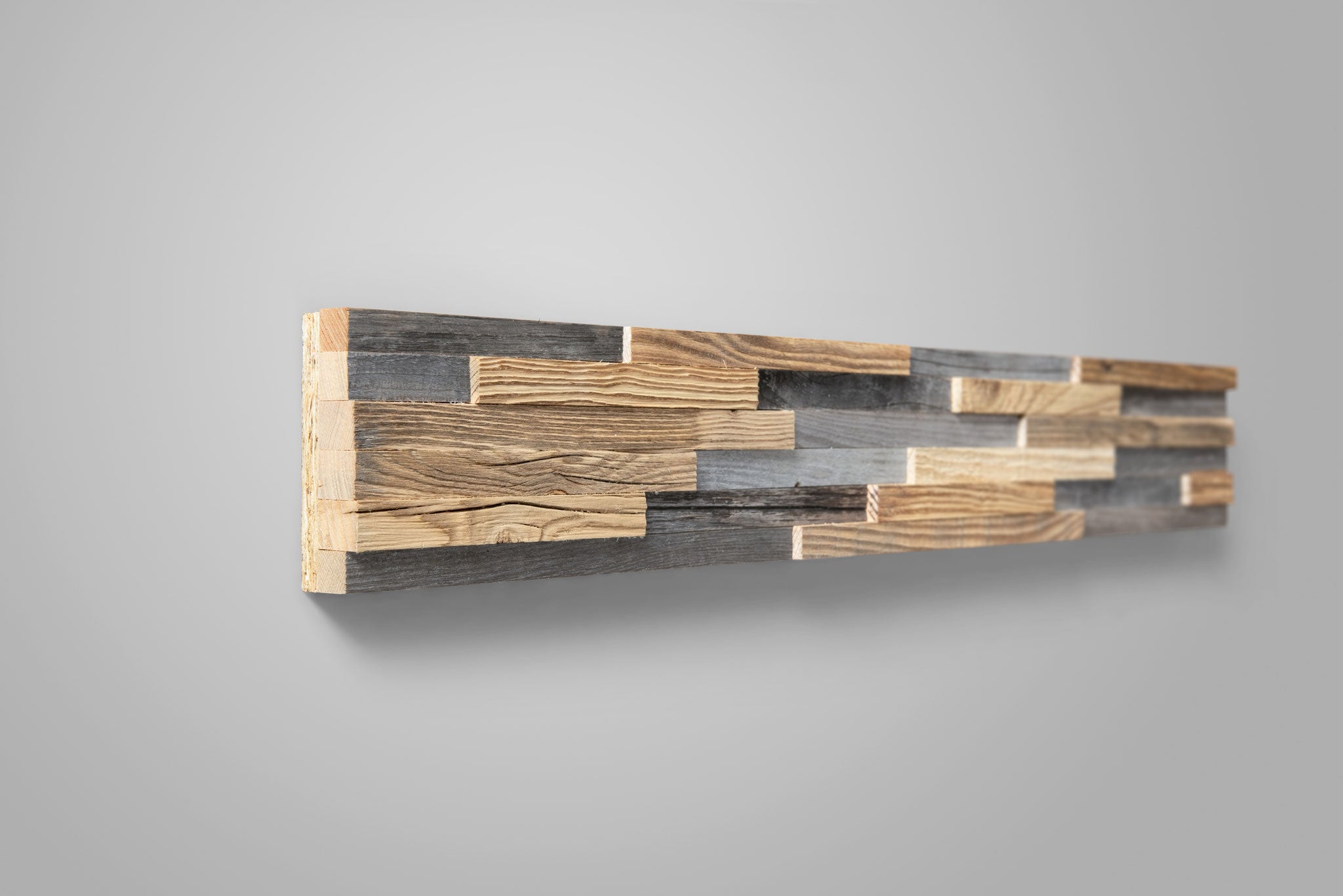 Close-up of Kitzbühel S reclaimed wood wall panels