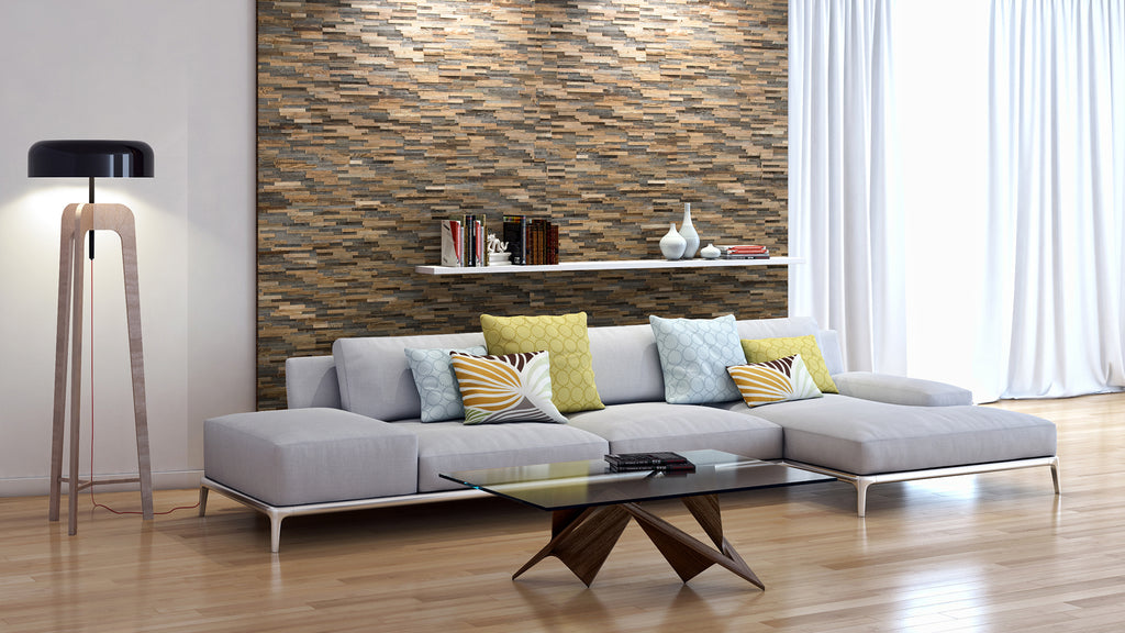 Natural reclaimed wood feature wall using Kitzbühel S panels