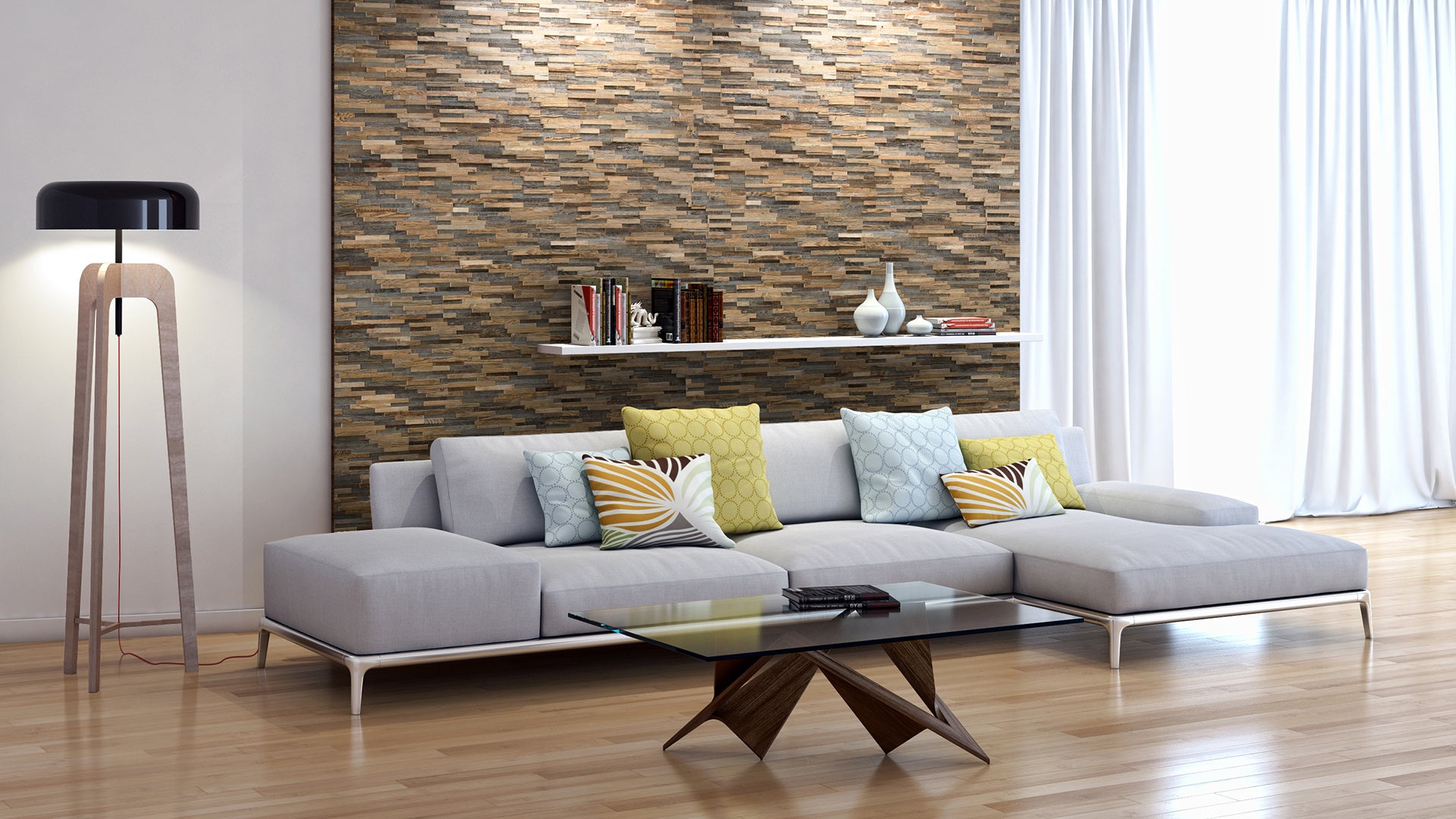 Natural reclaimed wood feature wall using Kitzbühel S panels