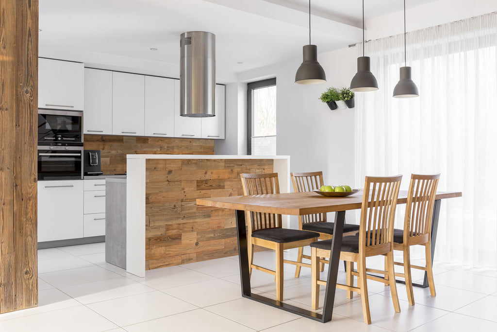 Decorative ALM L reclaimed wood panels for interior feature walls