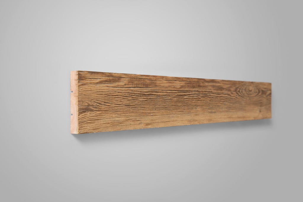 Natural reclaimed fir and pine wall panels with aged character