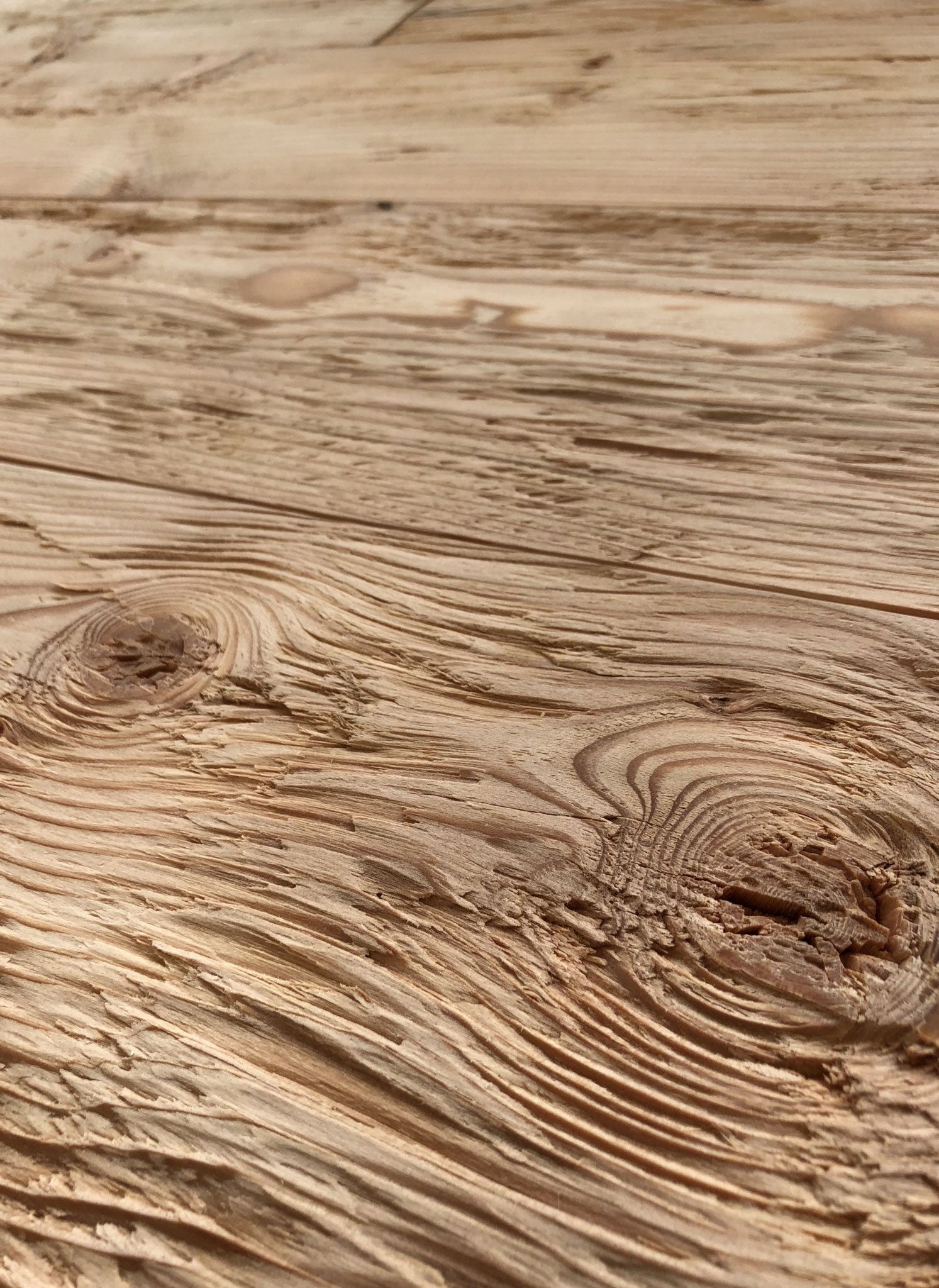 Solid larch tongue and groove boards with rustic surface