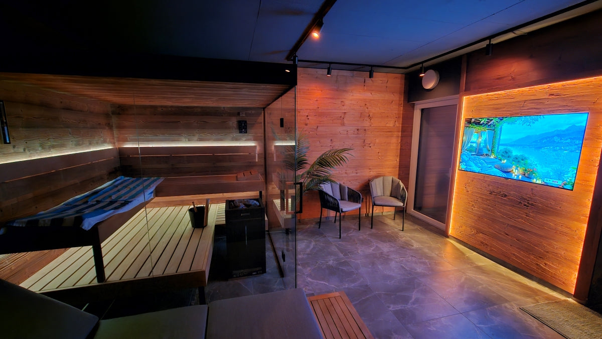 Thermo spruce tongue and groove cladding for sauna and wellness interiors