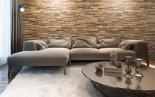 ALM M reclaimed wood wall panels in a modern living space